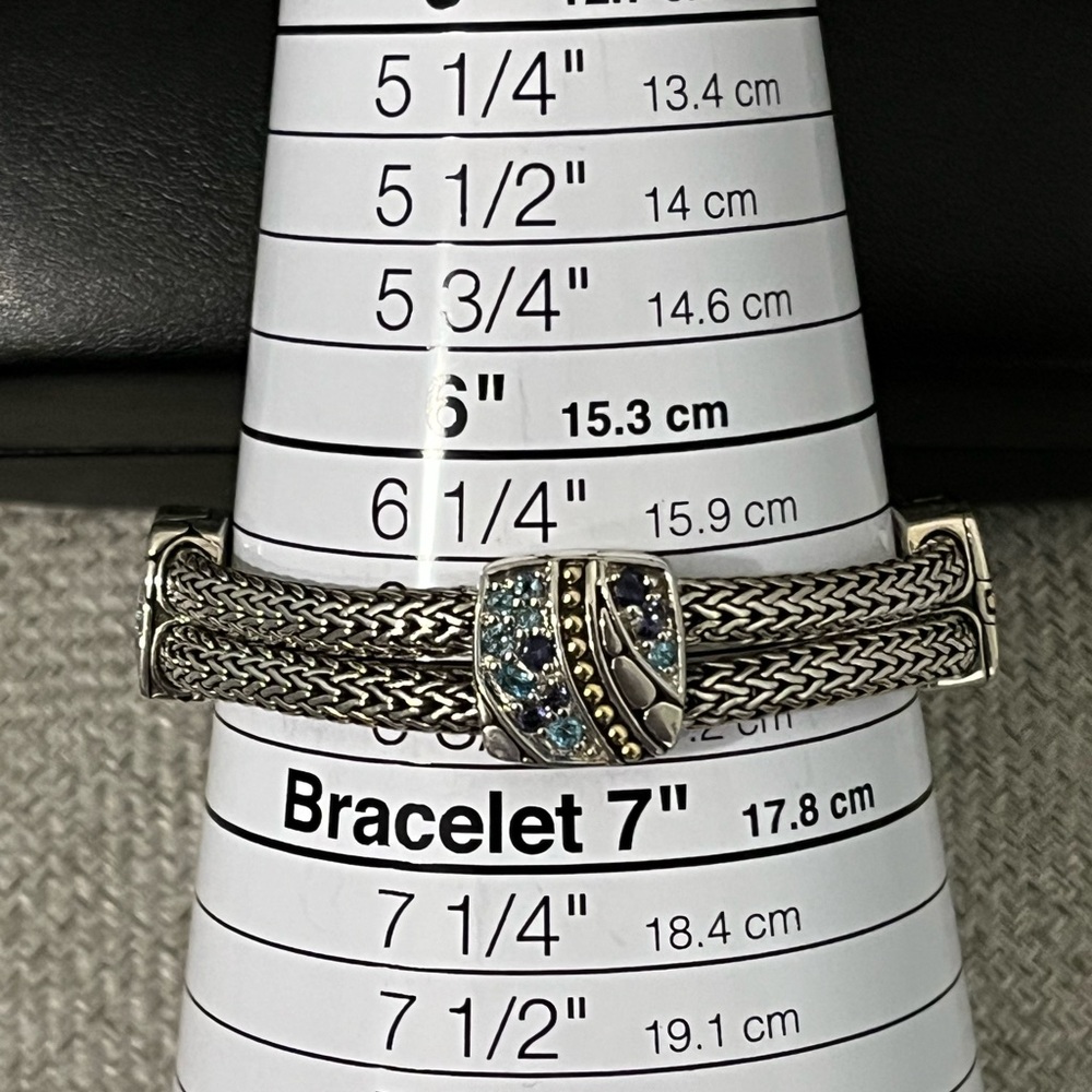 JOHN HARDY PRE-LOVED AUTHENTIC STERLING SILVER/18K YELLOW GOLD LAVAFIRE SEA … - Picture 7 of 17